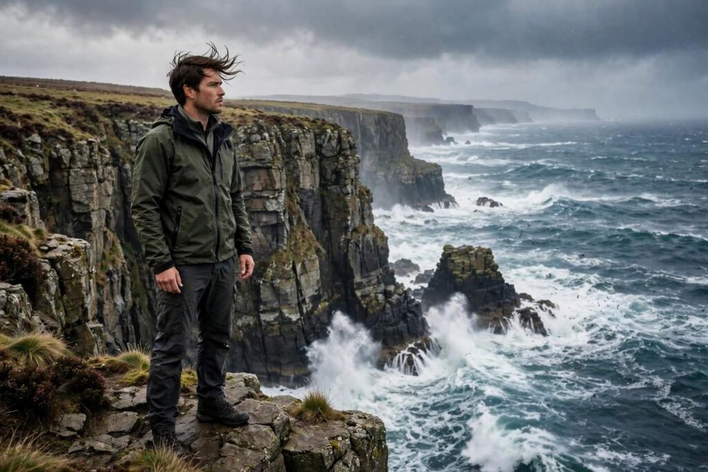 Person standing at sea cliffs facing ocean waves for courage quotes