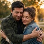 Forgiveness quotes — two people warmly reconciling in soft golden light