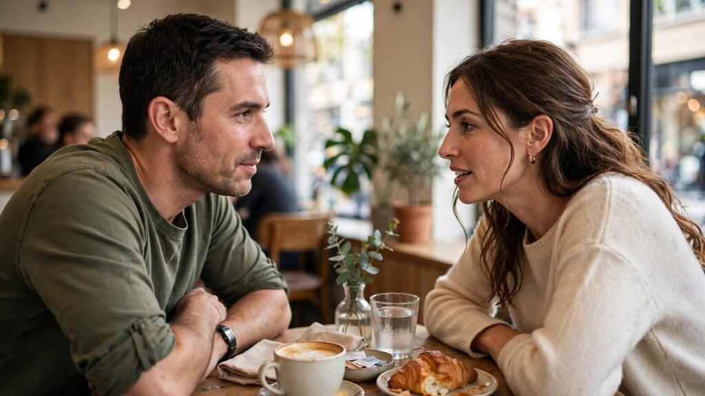 Honesty quotes — two people in a sincere, honest conversation at a cafe