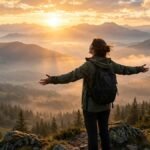 Person facing sunrise over mountains — hope quotes